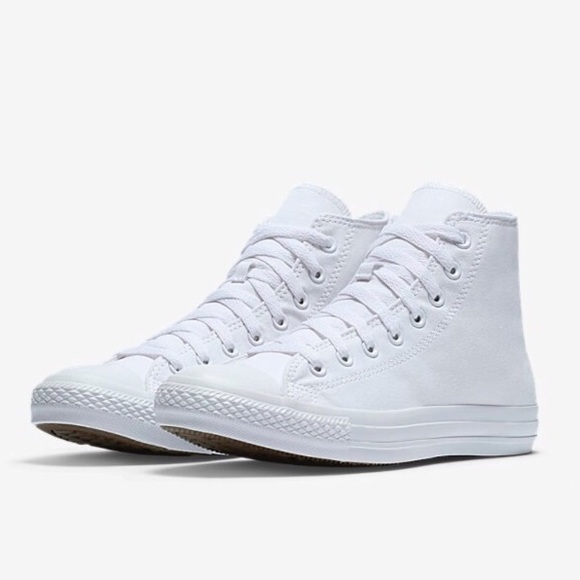 CONVERSE MENS CHUCK TAYLORS WHITE ALL WHITE - Picture 2 of 7