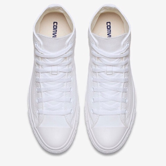 CONVERSE MENS CHUCK TAYLORS WHITE ALL WHITE - Picture 4 of 7