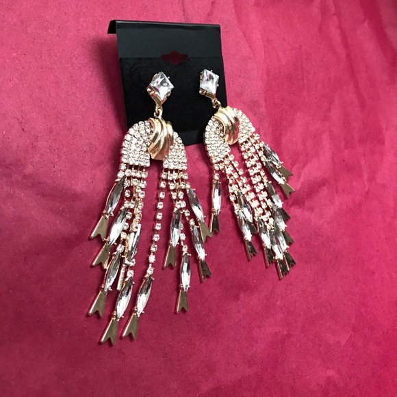 New Statement Crystal Gold Plated Earrings - Picture 2 of 4