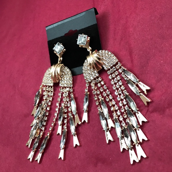 New Statement Crystal Gold Plated Earrings - Picture 3 of 4
