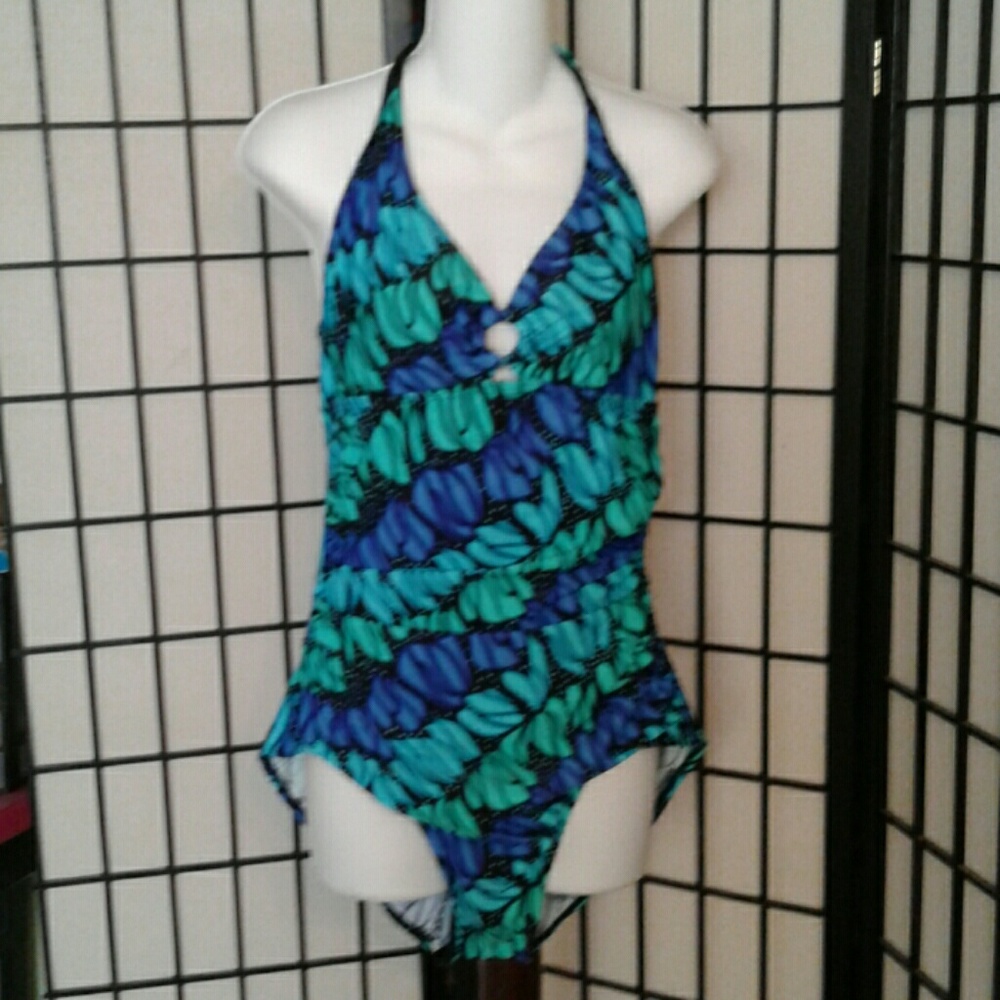 Beach bay blue one piece bathing suit