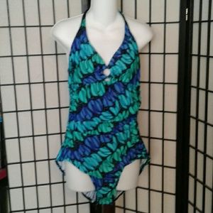 Beach bay blue one piece bathing suit