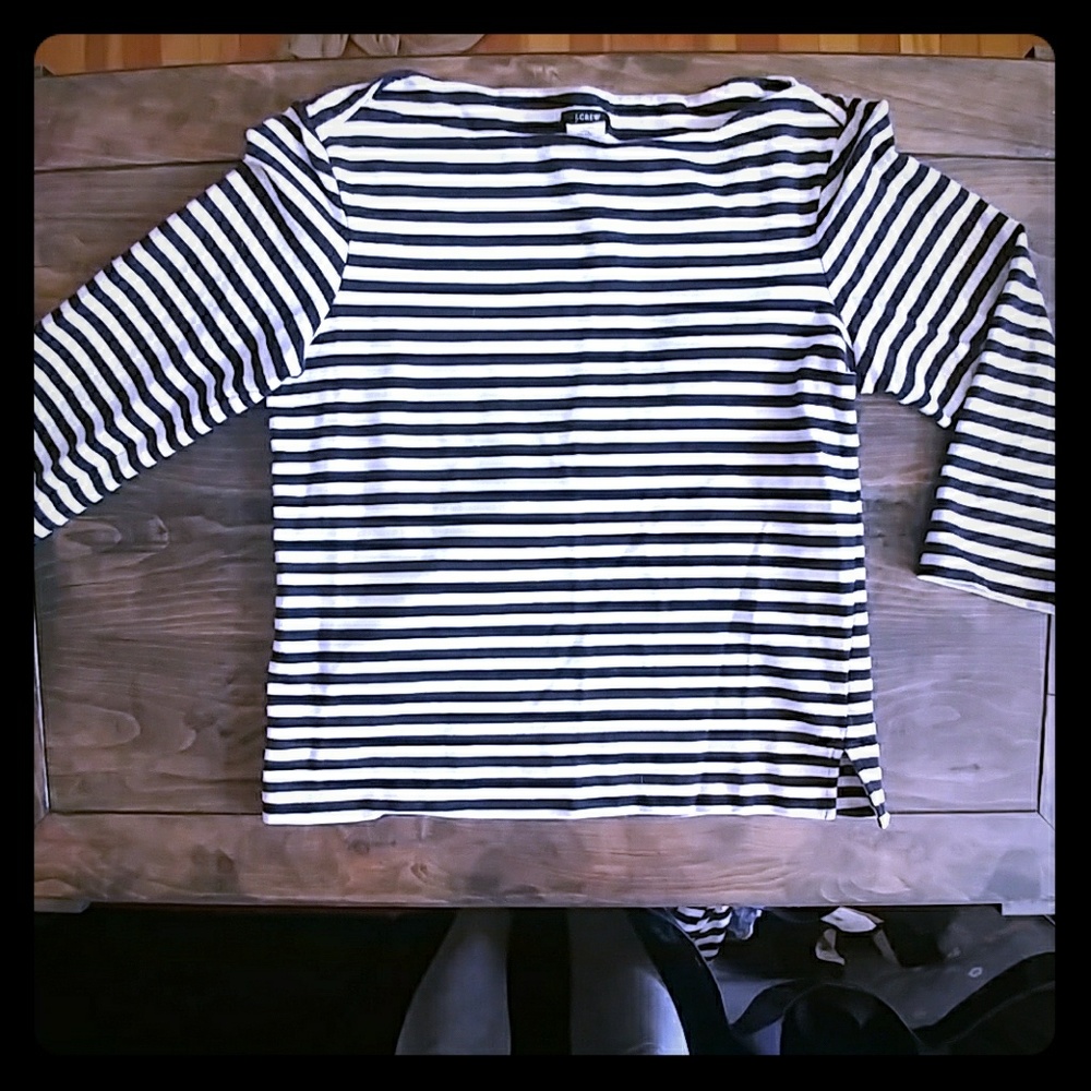 J. Crew Black and White Striped Shirt