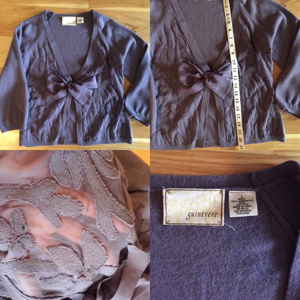 Anthropologie wool cardigan with silk bow