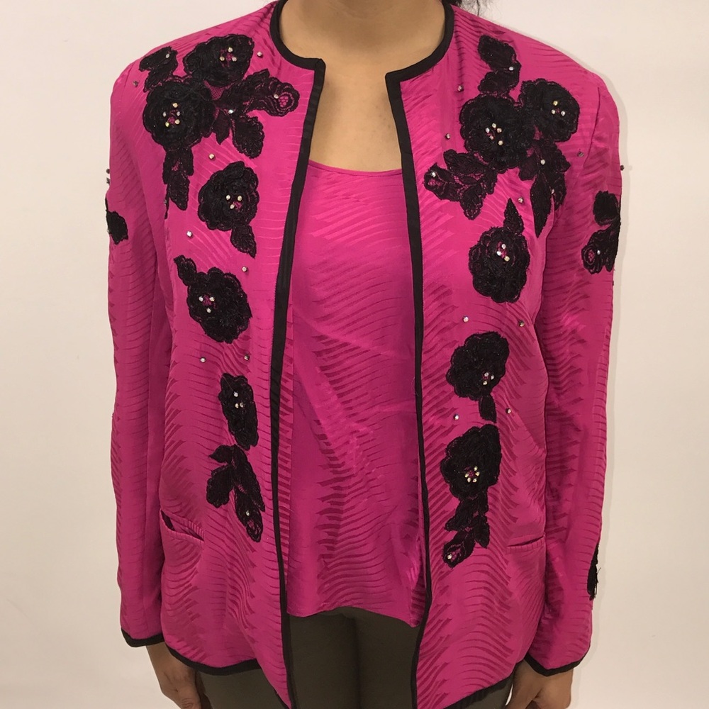 Pink Blazer with Black Details