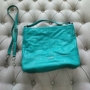 Turquoise Leather Coach Tote