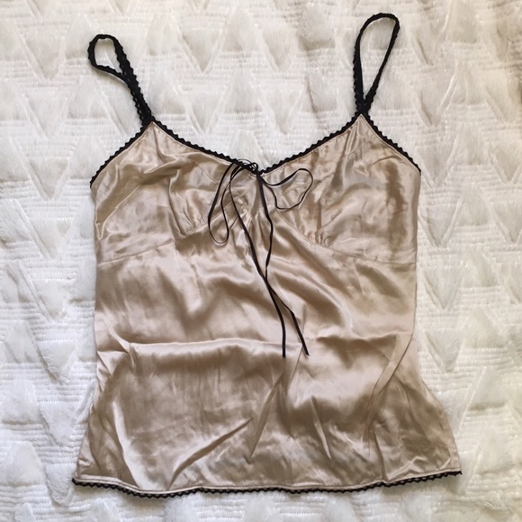 Express Tops - Express Beige and Black Silk Tank