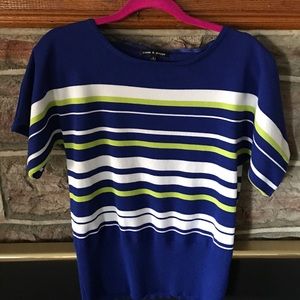 Cable and gauge sweater blue