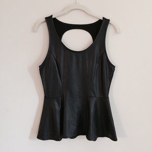 Faux Leather Peplum Top