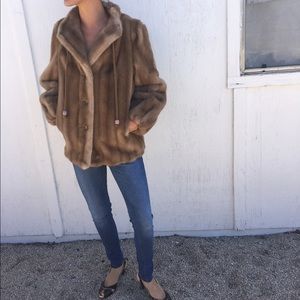 Vintage Sears Light Brown Faux Fur Jacket