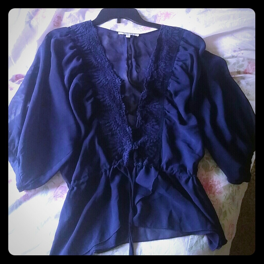 Blue mesh top