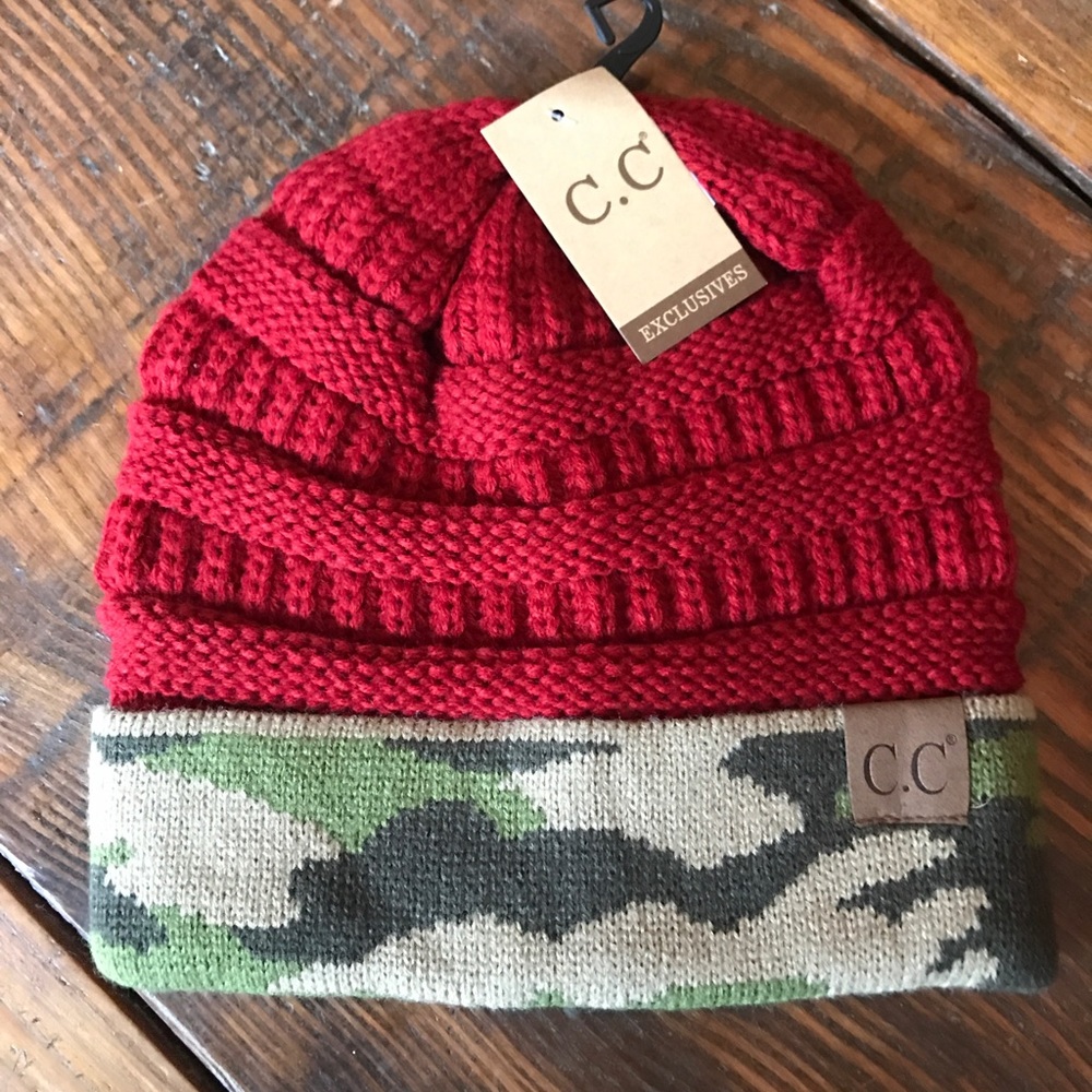 CC Red and Camo Beanie