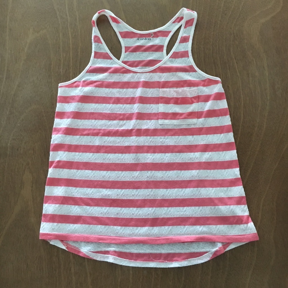 Caslon coral and ivory striped tank top $8