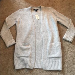 Long grey knit cardigan