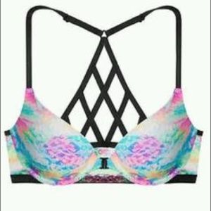 Leopard Lace Fromt close Push Up Bra