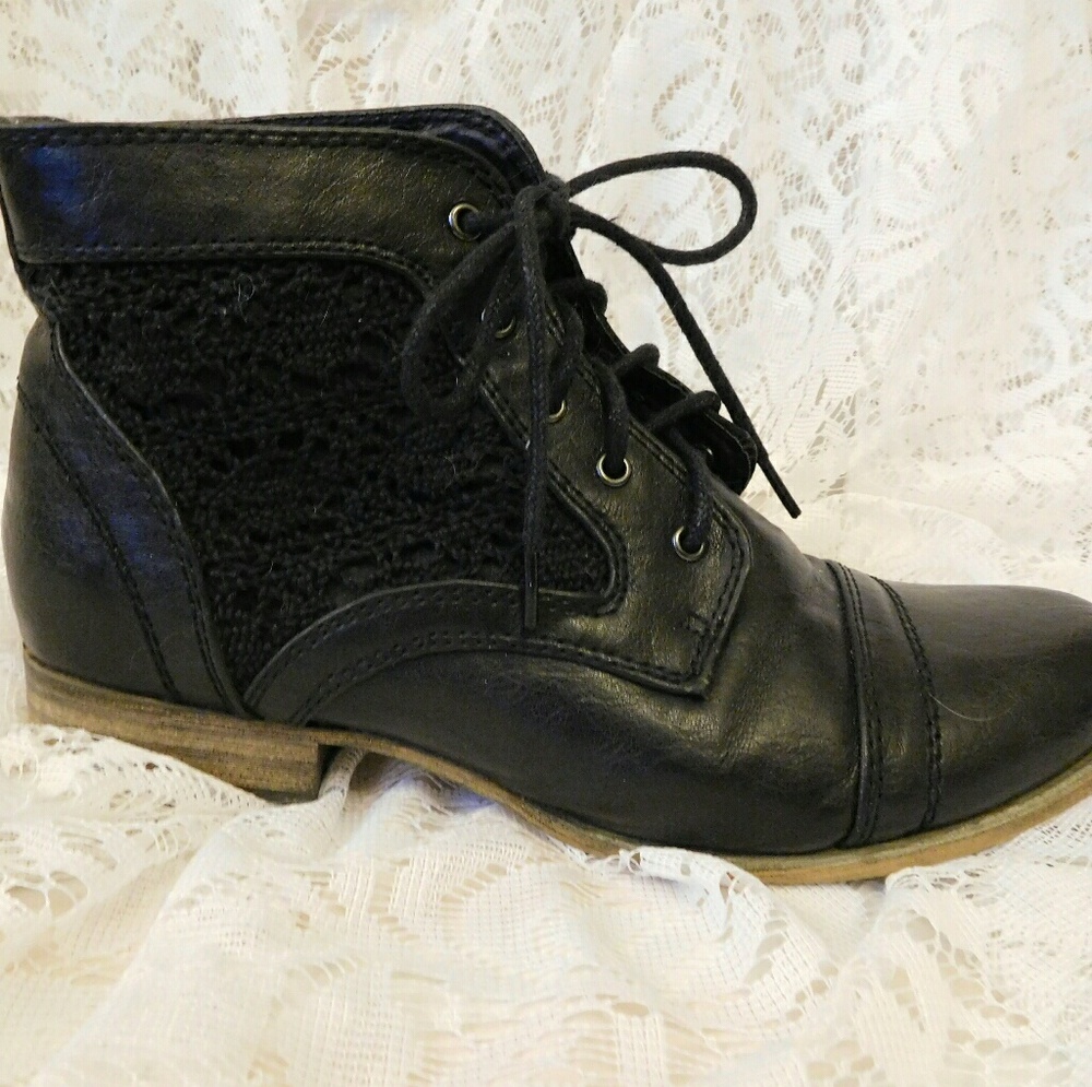 Black Crochet Detailed Booties