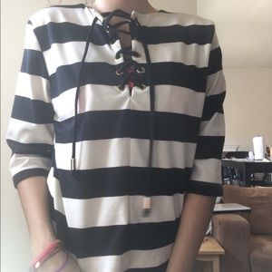 Criss Cross Striped Blouse~ size M