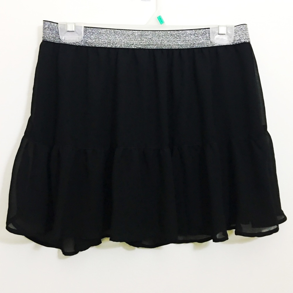 New H&M black chiffon circle skirt
