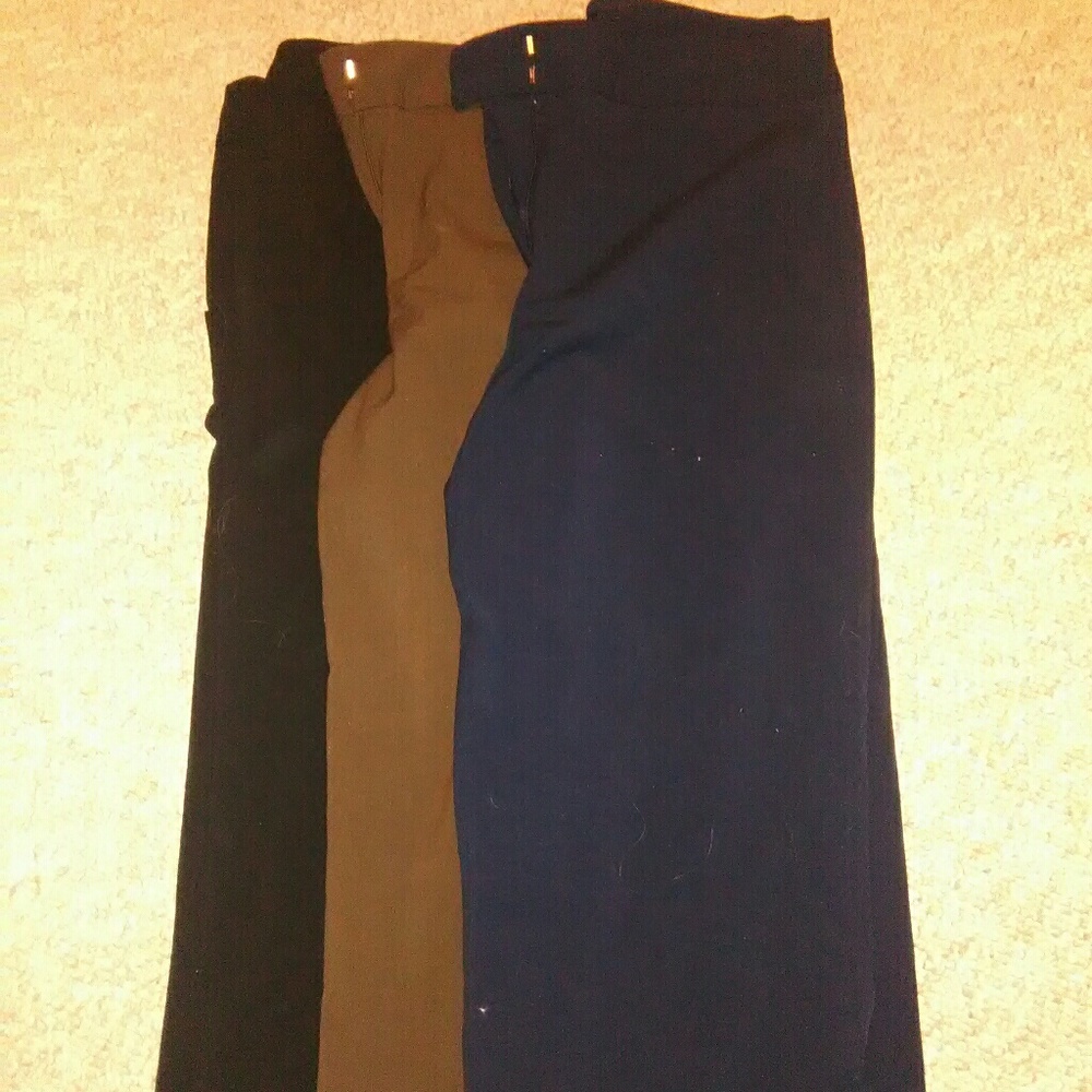 3 Pair Dressy capri's size 8 (black/brown/blue)