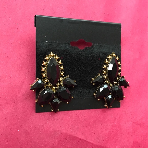 New Statement Earrings Black and Gold - Picture 2 of 3