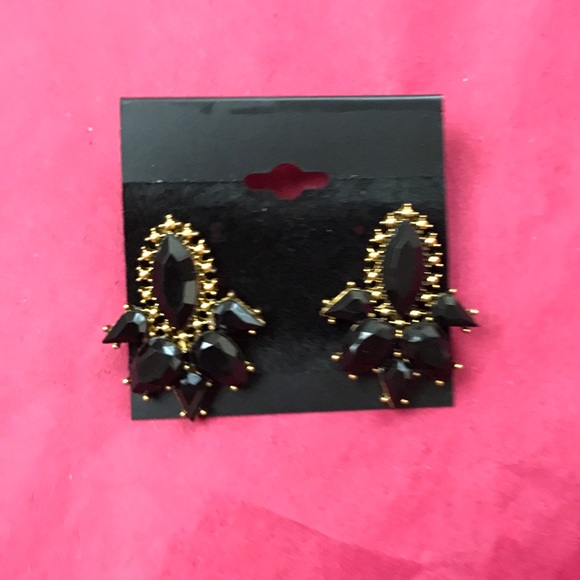 New Statement Earrings Black and Gold - Picture 3 of 3