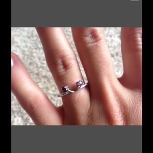 White gold wrap band with gemstones