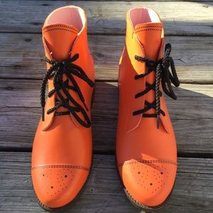 JEFFREY CAMPBELL ORANGE RAIN BOOTS