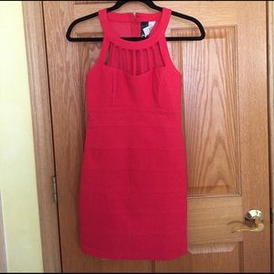 Red bodycon. (W a little bit of caging)