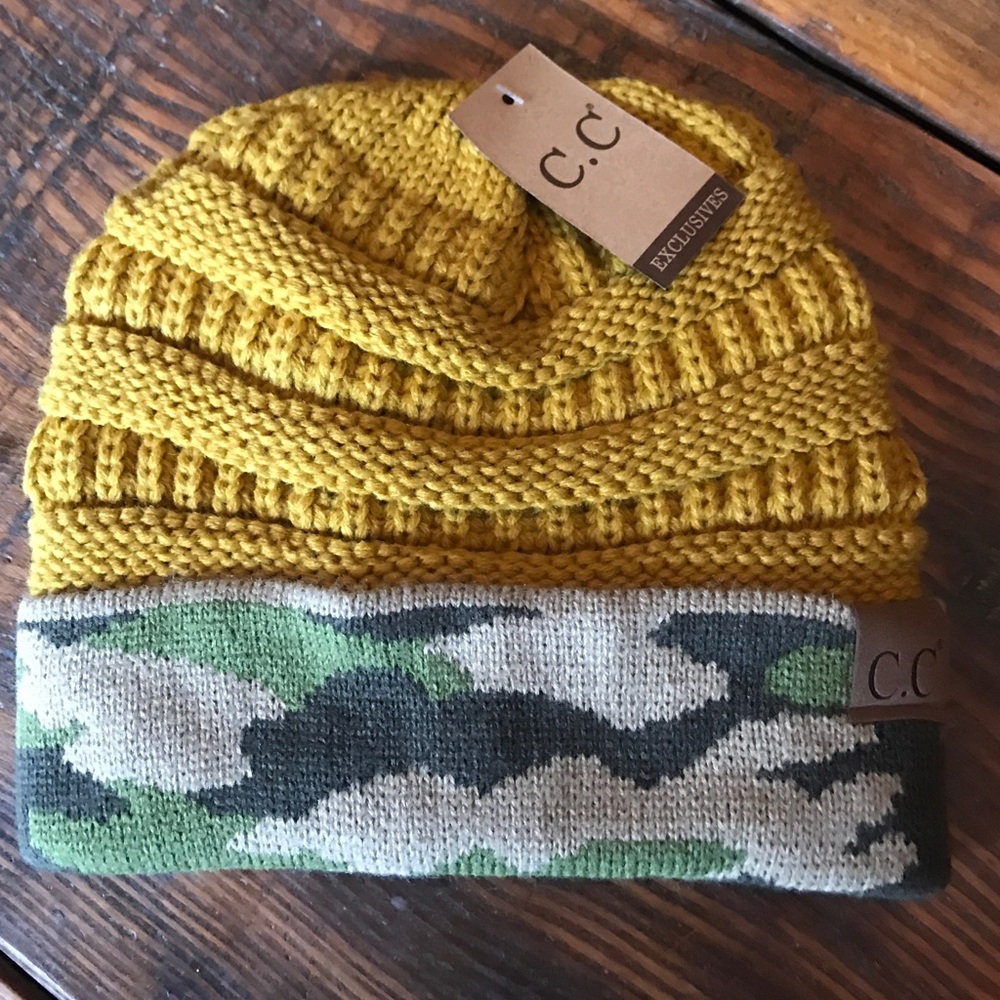 CC Yellow and Camo Beanie