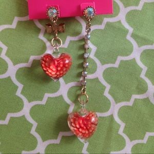New Betsey Johnson 3D flower/heart Earrings