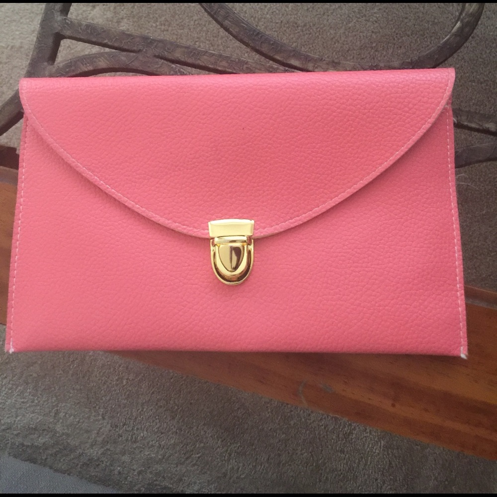 Peach envelope clutch