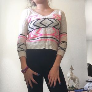 Charlotte Russe Crop Aztec Sweater~size S