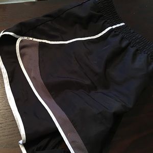 black and white running shorts