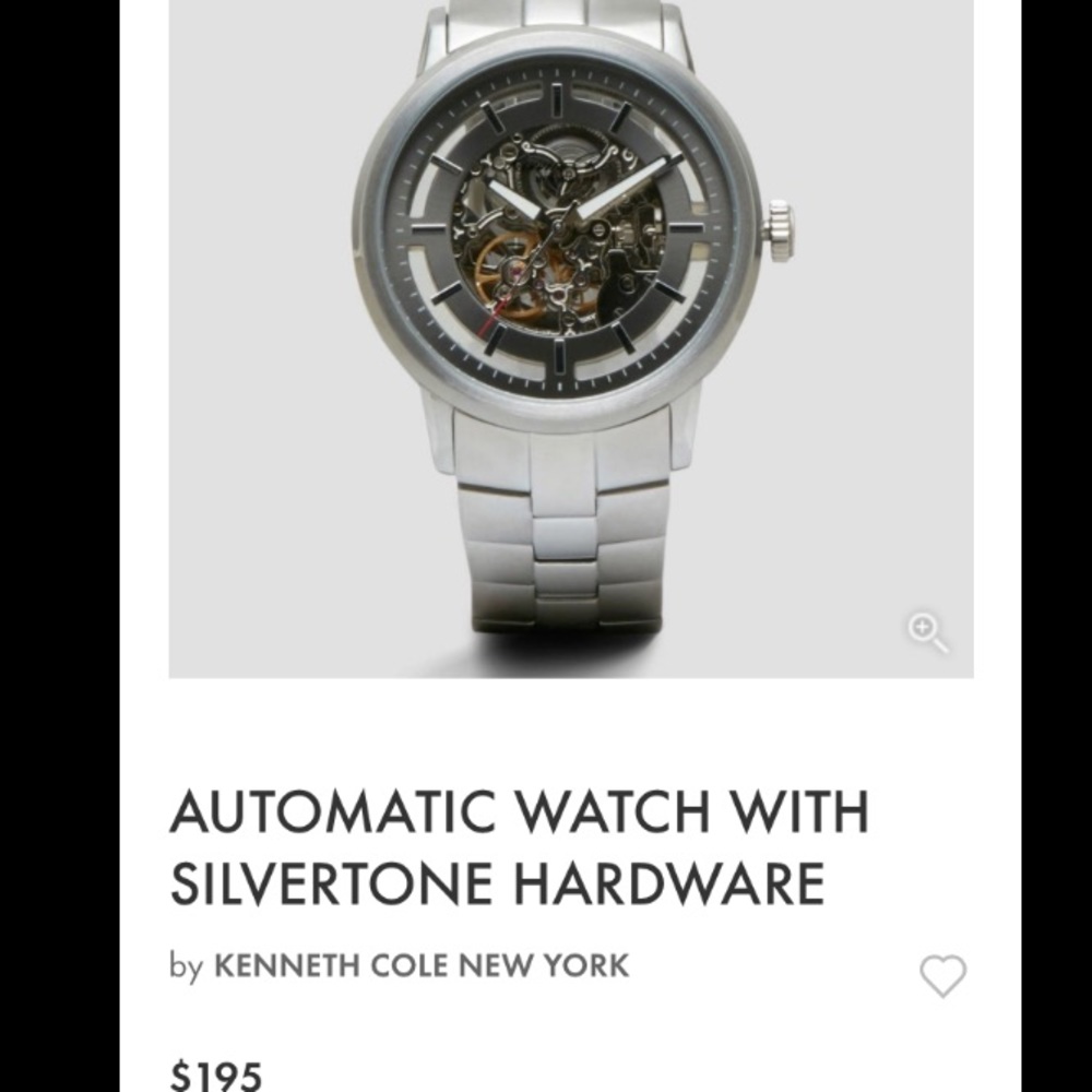 Kenneth Cole Mens Sterling Silver Watch