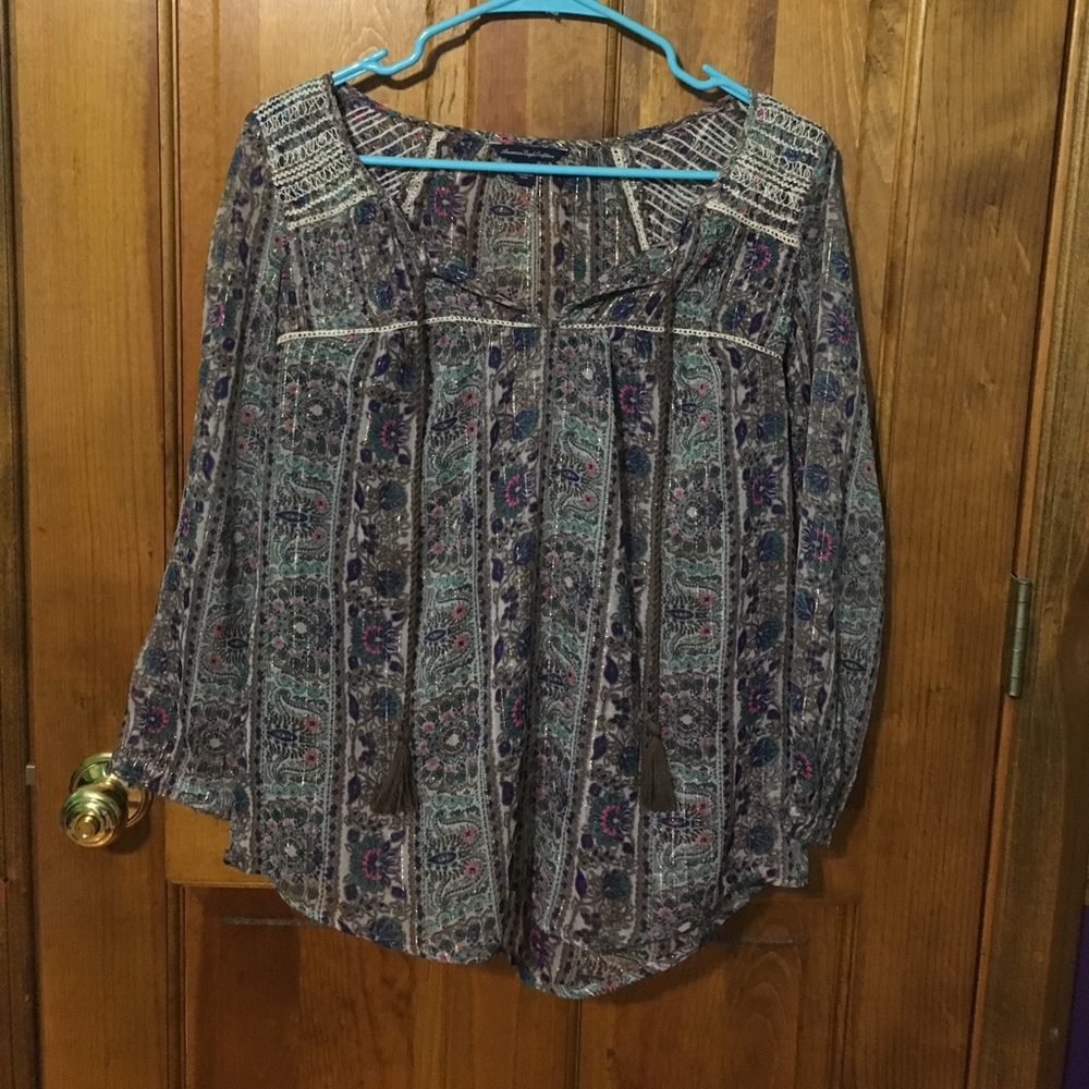 American eagle sheer sparkly shirt medium