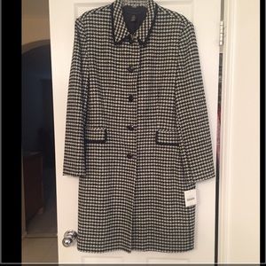 Black and white patterned peacoat