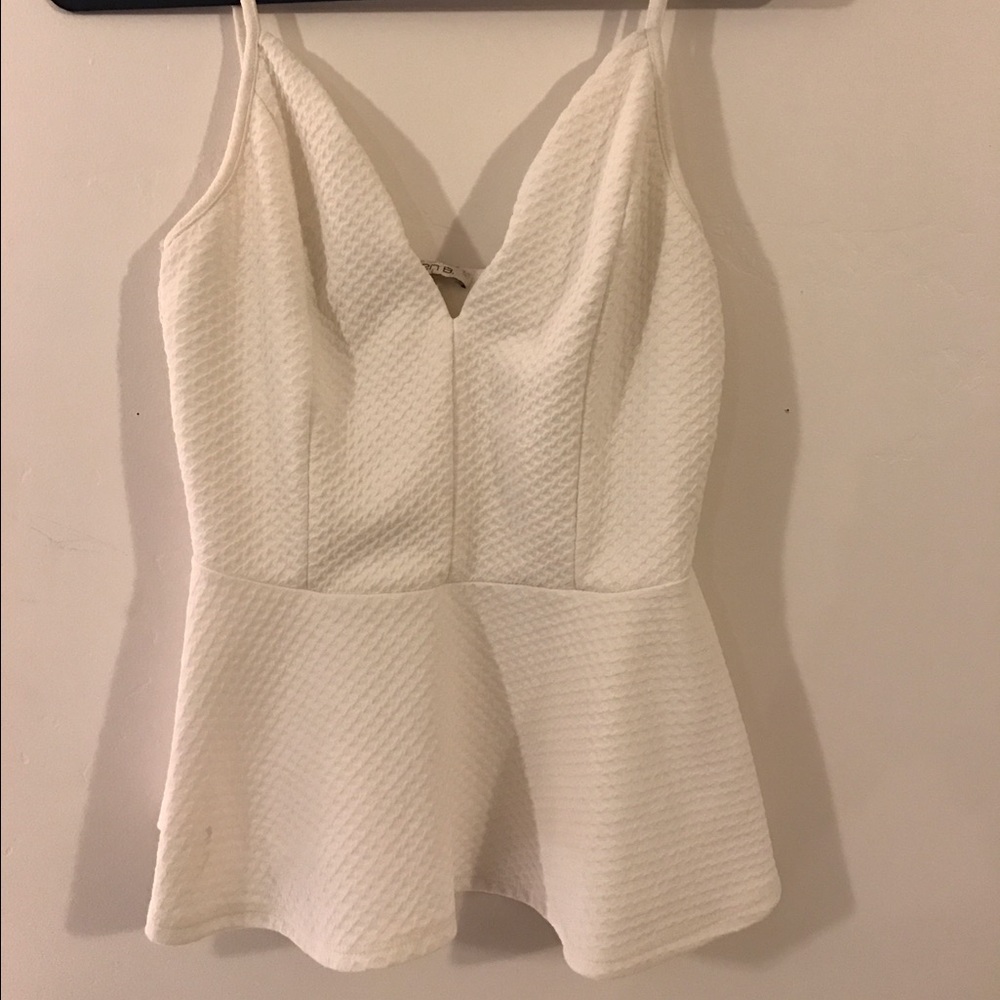 ❌SOLD❌  Cream Professional White Peplum Top