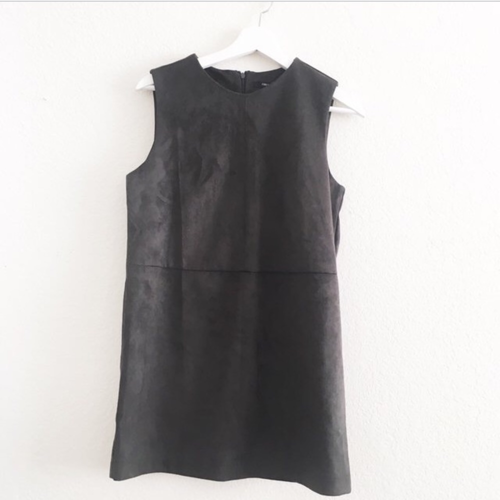 Olive Suede A Line Dress