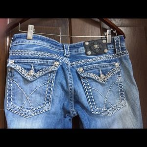 Miss Me flare jean, light wash, large stitching