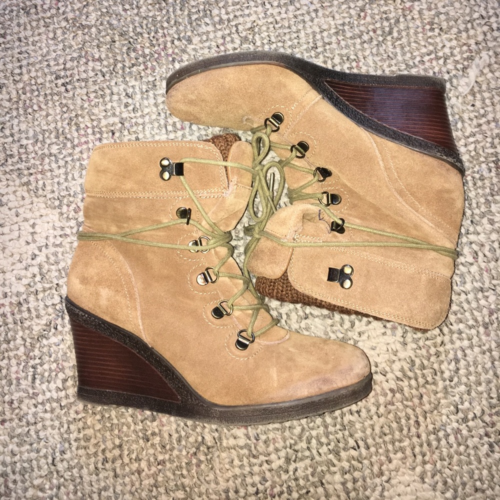 White Mountain Lace Up wedge Booties