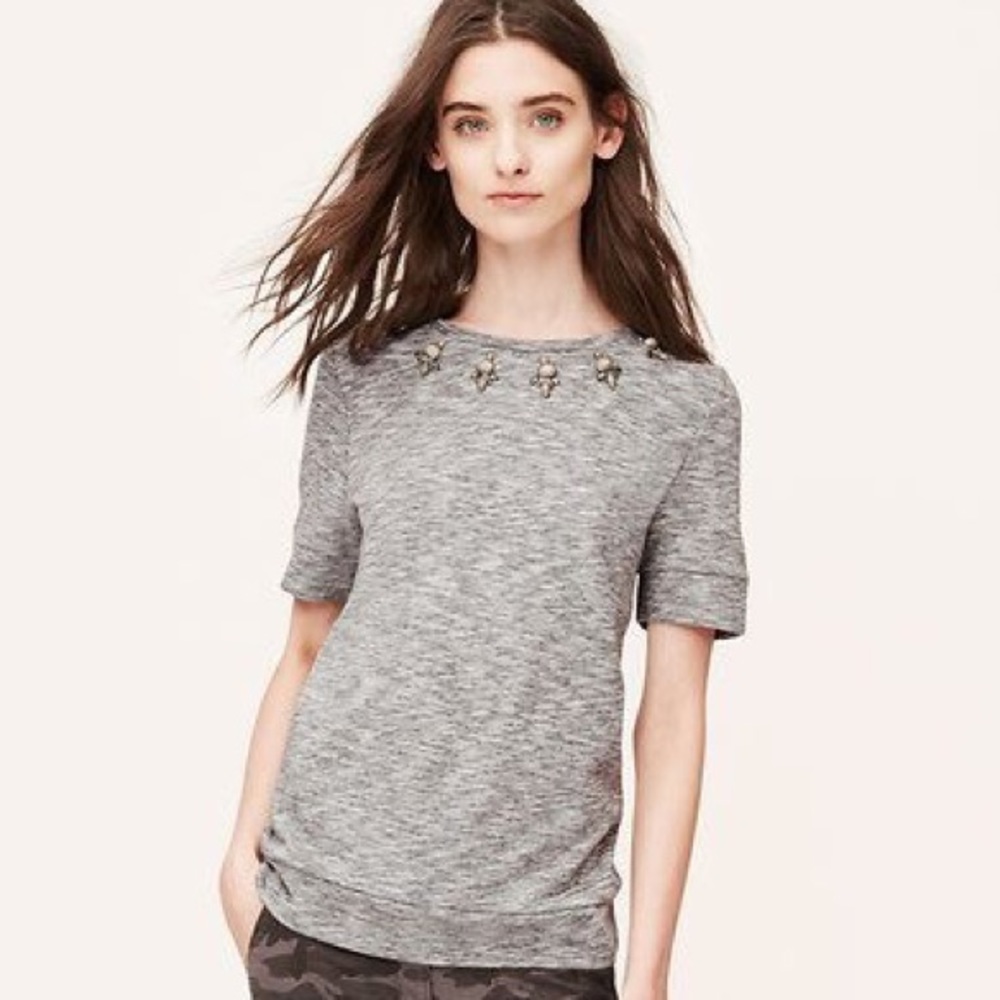 Ann Taylor LOFT embellished jeweled sweatshirt