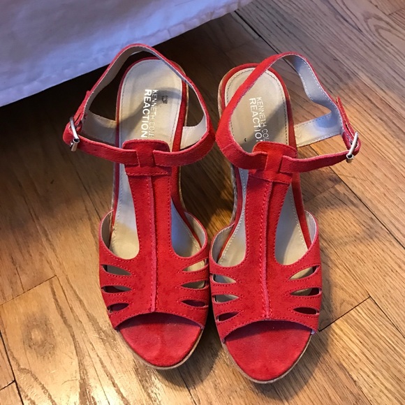 Kenneth Cole Shoes - Red orange wedges.