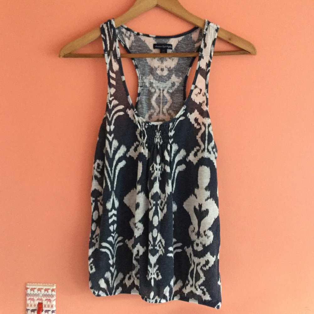 American Eagle navy and white vintage tank top