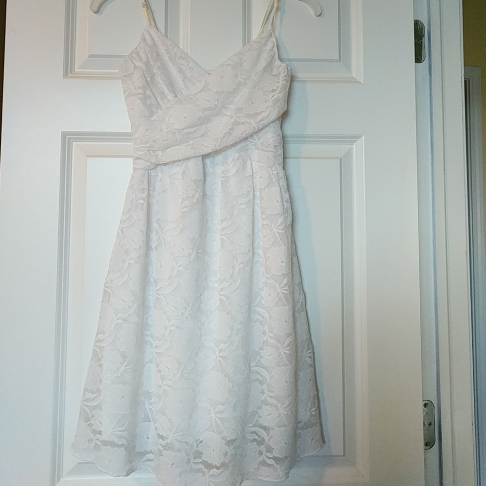White Spaghetti Strap Lace Dress