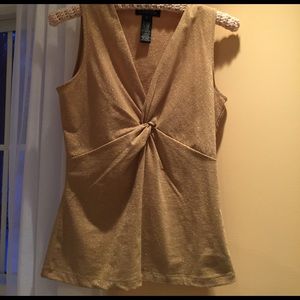 Gold metallic V neck tank