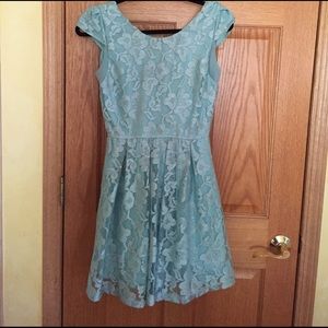 Teal colored skater style dress