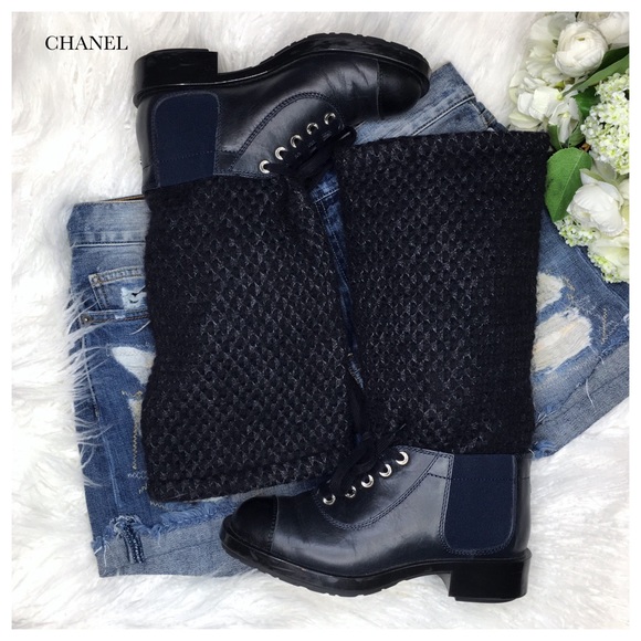 CHANEL TWEED & LEATHER BOOTS - Picture 7 of 7