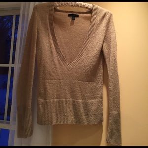 Express gold metallic v neck sweater