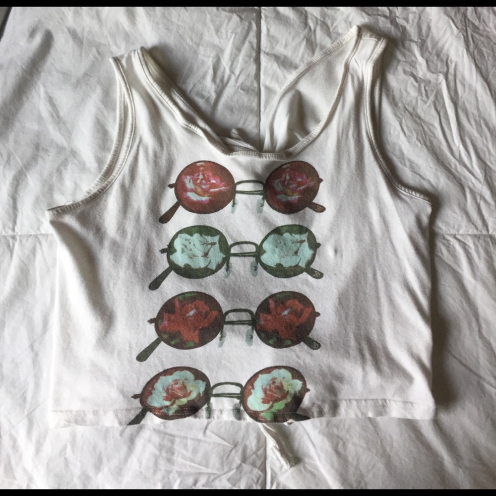 rose glasses crop tank