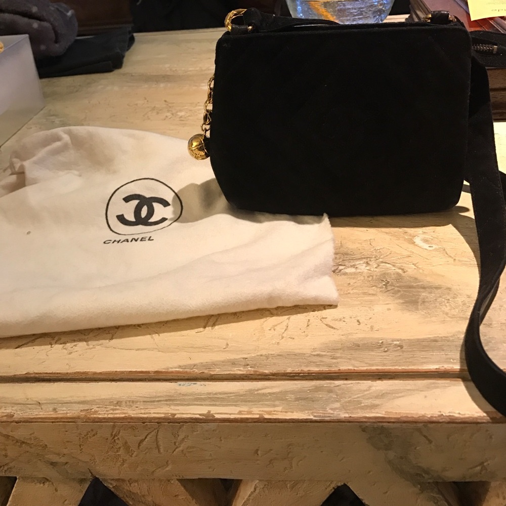 Chanel Black Velvet Shoulder Bag